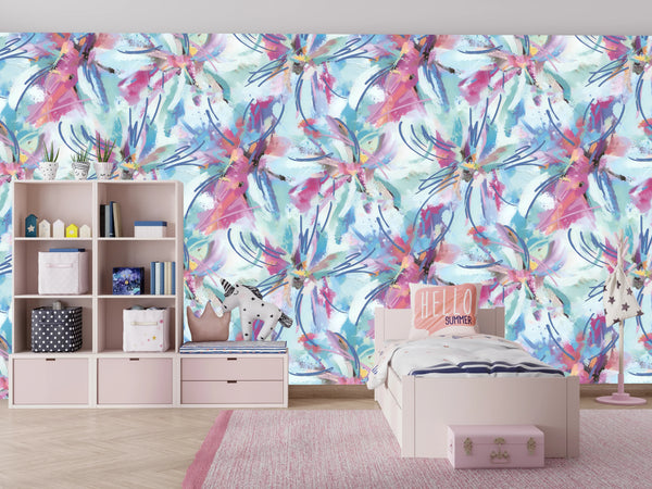Colorful Tie Dye Shibori Wallpaper, Seamless Pattern Mural, Oversized Custom Size Wall Art, Non-Woven, Non-Adhesive, Modern Wall Paper, Removable
