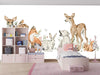 Watercolor Animals Wallpaper, White Background Mural, Oversized Custom Size Wall Art, Non-Woven, Non-Adhesive, Modern Wall Paper, Removable