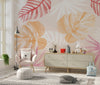 Tropical Art Wallpaper, Colorful Leaves Mural, Oversized Custom Size Wall Art, Non-Woven, Non-Adhesive, Modern Wall Paper, Removable