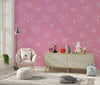 Butterflies, Pink Background Wallpaper, Seamless Pattern Mural, Oversized Custom Size Wall Art, Non-Woven, Non-Adhesive, Modern Wall Paper, Removable