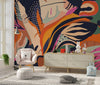Exotic Jungle Plants Wallpaper, Abstract Mural, Oversized Custom Size Wall Art, Non-Woven, Non-Adhesive, Modern Wall Paper, Removable