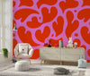 Melting Red Heart Wallpaper, Seamless Pattern Mural, Oversized Custom Size Wall Art, Non-Woven, Non-Adhesive, Modern Wall Paper, Removable