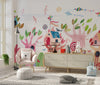 Cute Tree Houses Wallpaper, Playground Mural, Oversized Custom Size Wall Art, Non-Woven, Non-Adhesive, Modern Wall Paper, Removable