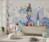 Bright Winter Wallpaper, Village Mural, Oversized Custom Size Wall Art, Non-Woven, Non-Adhesive, Modern Wall Paper, Removable