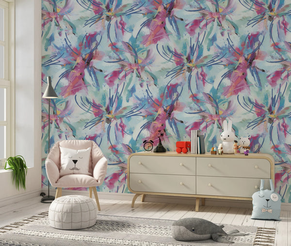 Colorful Tie Dye Shibori Wallpaper, Seamless Pattern Mural, Oversized Custom Size Wall Art, Non-Woven, Non-Adhesive, Modern Wall Paper, Removable