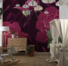 Burgundy Peonies Wallpaper, Luxury Mural, Oversized Custom Size Wall Art, Non-Woven, Non-Adhesive, Modern Wall Paper, Removable