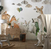 Watercolor Animals Wallpaper, White Background Mural, Oversized Custom Size Wall Art, Non-Woven, Non-Adhesive, Modern Wall Paper, Removable