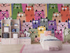 Colorful Cute Kitten Wallpaper, Seamless Pattern Mural, Oversized Custom Size Wall Art, Non-Woven, Non-Adhesive, Modern Wall Paper, Removable