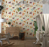 Horses, Clouds, Flowers Wallpaper, Sweet Seamless Pattern Mural, Oversized Custom Size Wall Art, Non-Woven, Non-Adhesive, Modern Wall Paper, Removable