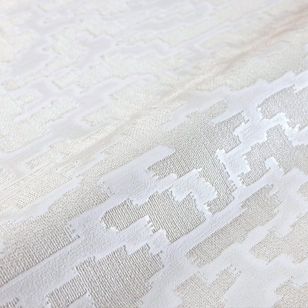 Glam Solid Color Wallpaper, Ivory Rich Embossed Abstract Metallic Accents, Shimmering Design - Walloro High End Wallcoverings & More