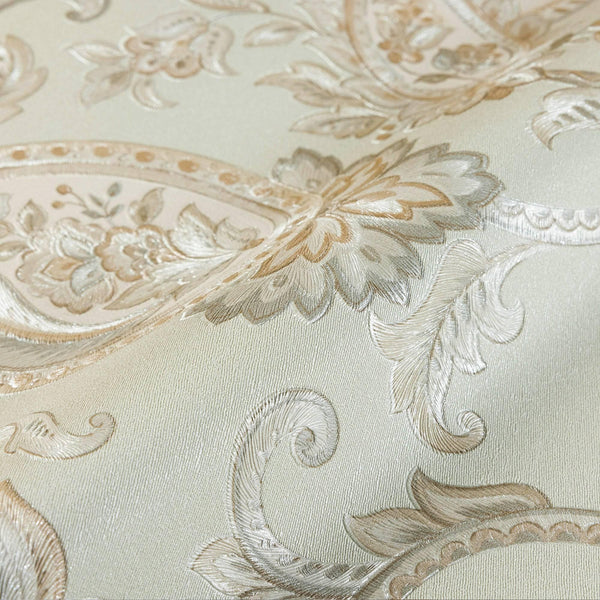 Green Luxury Paisley Deep Embossed Wallpaper, Traditional Rich Textured Wallcovering - Walloro High End Wallcoverings & More