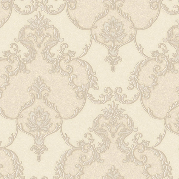 Italian Damask Embossed Wallpaper, Sparkling Neutral Colors Luxury Wallcovering - Walloro High End Wallcoverings & More