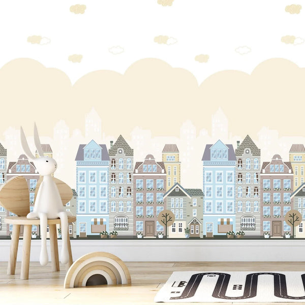 Curated visual reference: Gallery Detail: Kids Room Wallpaper Textured Wallpaper Apartments Cityscape Scene Bo