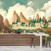 Castle Wallpaper, Mountain Landscape Mural, Oversized Custom Size Wall Art, Non-Woven, Non-Adhesive, Modern Wall Paper, Removable