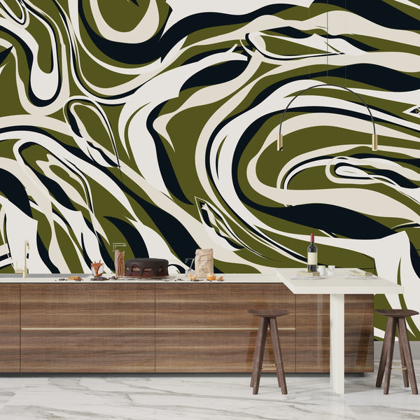 Retro Striped Wallpaper, Seamless Pattern Mural, Oversized Custom Size Wall Art, Non-Woven, Non-Adhesive, Modern Wall Paper, Removable