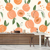 Peaches Wallpaper, Seamless Pattern Mural, Oversized Custom Size Wall Art, Non-Woven, Non-Adhesive, Modern Wall Paper, Removable