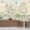 Blossom Chinoiserie Wallpaper, Birds Mural, Oversized Custom Size Wall Art, Non-Woven, Non-Adhesive, Modern Wall Paper, Removable