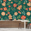 Gingerbreads Wallpaper, Seamless Pattern Mural, Oversized Custom Size Wall Art, Non-Woven, Non-Adhesive, Modern Wall Paper, Removable