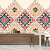 Ikat Colorful Wallpaper, Seamless Pattern Mural, Oversized Custom Size Wall Art, Non-Woven, Non-Adhesive, Modern Wall Paper, Removable