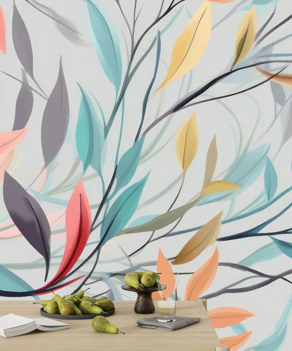 Elegant Floral Wallpaper, Seamless Pattern Mural, Oversized Custom Size Wall Art, Non-Woven, Non-Adhesive, Modern Wall Paper, Removable