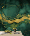 Black and Green Marble Wallpaper, Abstract Mural, Oversized Custom Size Wall Art, Non-Woven, Non-Adhesive, Modern Wall Paper, Removable