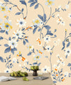 Watercolor Wildflowers Wallpaper, Seamless Pattern Mural, Oversized Custom Size Wall Art, Non-Woven, Non-Adhesive, Modern Wall Paper, Removable