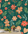Gingerbreads Wallpaper, Seamless Pattern Mural, Oversized Custom Size Wall Art, Non-Woven, Non-Adhesive, Modern Wall Paper, Removable