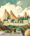 Castle Wallpaper, Mountain Landscape Mural, Oversized Custom Size Wall Art, Non-Woven, Non-Adhesive, Modern Wall Paper, Removable