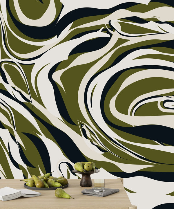 Retro Striped Wallpaper, Seamless Pattern Mural, Oversized Custom Size Wall Art, Non-Woven, Non-Adhesive, Modern Wall Paper, Removable