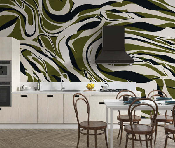 Retro Striped Wallpaper, Seamless Pattern Mural, Oversized Custom Size Wall Art, Non-Woven, Non-Adhesive, Modern Wall Paper, Removable