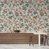 Vintage Flowers Wallpaper, Ethnic Mural, Oversized Custom Size Wall Art, Non-Woven, Non-Adhesive, Modern Wall Paper, Removable