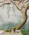 Willow Tree Wallpaper, Pink Flowers Mural, Oversized Custom Size Wall Art, Non-Woven, Non-Adhesive, Modern Wall Paper, Removable