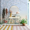 Large Chinoiserie Blossom Floral Wallpaper, Blue Ombre Flowers Birds Wall Mural, Custom Size Wall Covering, Non-Woven, Non-Pasted, Removable - Walloro High End Wallcoverings & More
