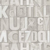 Letters Wallpaper, Rich Textured Wallcovering, Traditional, White Light Color, Extra Large 114 sq ft Roll, Washable, Alphabet Wallpaper - Walloro High End Wallcoverings & More