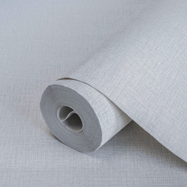 Light Gray Linen Textured Modern Textured Wallpaper, Brown Solid Color Fabric Touch Contemporary Wallcovering - Walloro High End Wallcoverings & More