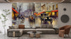 Old Town Wallpaper, Watercolor Mural, Oversized Custom Size Wall Art, Non-Woven, Non-Adhesive, Modern Wall Paper, Removable