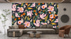Watercolor Pink Wildflowers Wallpaper, Seamless Pattern Mural, Oversized Custom Size Wall Art, Non-Woven, Non-Adhesive, Modern Wall Paper, Removable