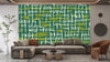 Ethnic Ikat Greenish Wallpaper, Handmade Boho Tribal Mural, Oversized Custom Size Wall Art, Non-Woven, Non-Adhesive, Modern Wall Paper, Removable