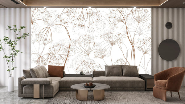 Luxury Art Wallpaper, Flower Mural, Oversized Custom Size Wall Art, Non-Woven, Non-Adhesive, Modern Wall Paper, Removable