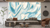Abstract Teal, Beige Wallpaper, Paint Strokes Mural, Oversized Custom Size Wall Art, Non-Woven, Non-Adhesive, Modern Wall Paper, Removable