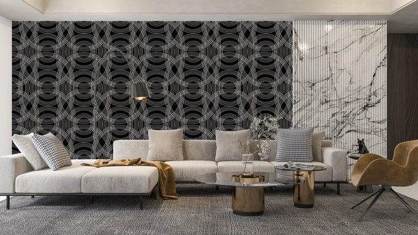 Modern Geometric Wallpaper, Seamless Pattern Mural, Oversized Custom Size Wall Art, Non-Woven, Non-Adhesive, Modern Wall Paper, Removable