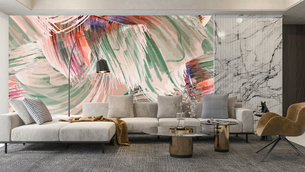 Artistic Paint Colorful Wallpaper, Seamless Pattern Mural, Oversized Custom Size Wall Art, Non-Woven, Non-Adhesive, Modern Wall Paper, Removable