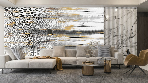 Leopard Skin Wallpaper, Seamless Pattern Mural, Oversized Custom Size Wall Art, Non-Woven, Non-Adhesive, Modern Wall Paper, Removable