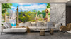Terrace with Waterfalls Wallpaper, Seascape Mural, Oversized Custom Size Wall Art, Non-Woven, Non-Adhesive, Modern Wall Paper, Removable