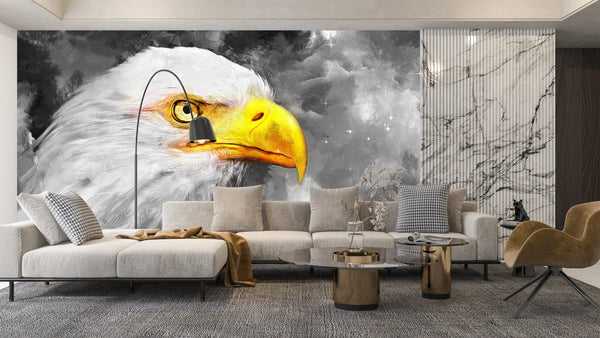 Eagle Wallpaper, Oil Painting Mural, Oversized Custom Size Wall Art, Non-Woven, Non-Adhesive, Modern Wall Paper, Removable