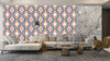 Ikat Folklore Wallpaper, Seamless Pattern Mural, Oversized Custom Size Wall Art, Non-Woven, Non-Adhesive, Modern Wall Paper, Removable