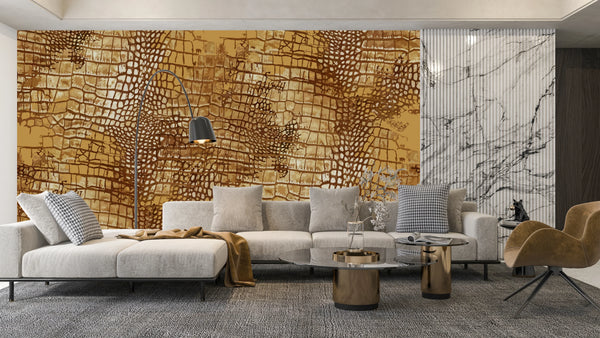 Crocodile Skin Wallpaper, Seamless Pattern Mural, Oversized Custom Size Wall Art, Non-Woven, Non-Adhesive, Modern Wall Paper, Removable