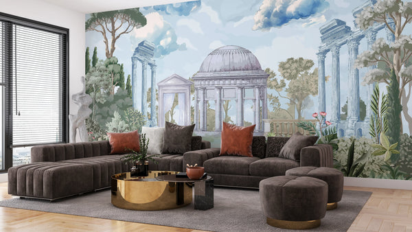 Ancient Roman Architecture Wallpaper, Garden Mural, Oversized Custom Size Wall Art, Non-Woven, Non-Adhesive, Modern Wall Paper, Removable