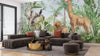African Animals Wallpaper, Watercolor Wildlife Mural, Oversized Custom Size Wall Art, Non-Woven, Non-Adhesive, Modern Wall Paper, Removable