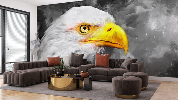 Eagle Wallpaper, Oil Painting Mural, Oversized Custom Size Wall Art, Non-Woven, Non-Adhesive, Modern Wall Paper, Removable